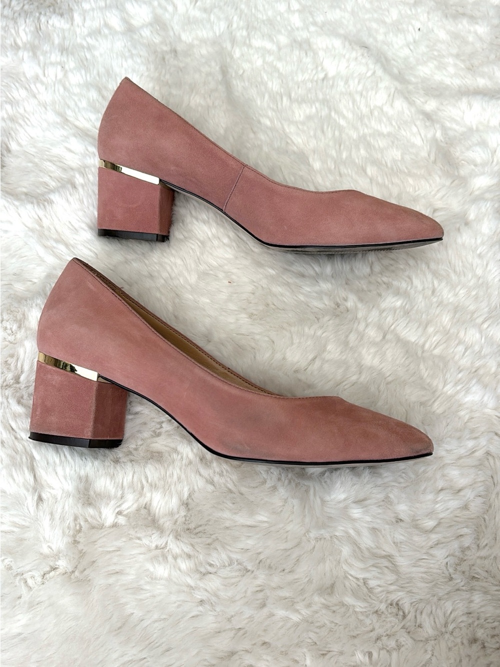 Talbots Suede Block Heel Pumps in Dusty Rose